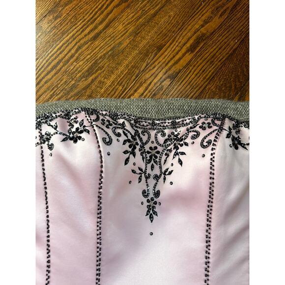 Y2K Fairy Pink Beaded Sequin Black Corset Top - Picture 4 of 8